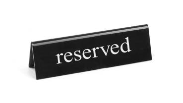 Tischschild "reserved", doppelseitig bedruckt, schwarz/weiÃ