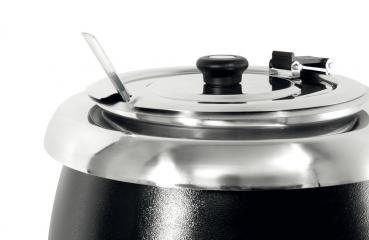 Suppenkessel "Hendi", 8 Liter, schwarz mit Edelstahl-Deckel