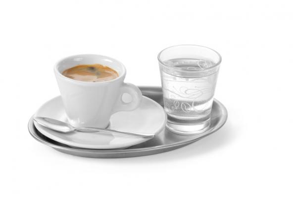 Kaffee-Serviertablett 265x195 mm, oval, Edelstahl, Satin