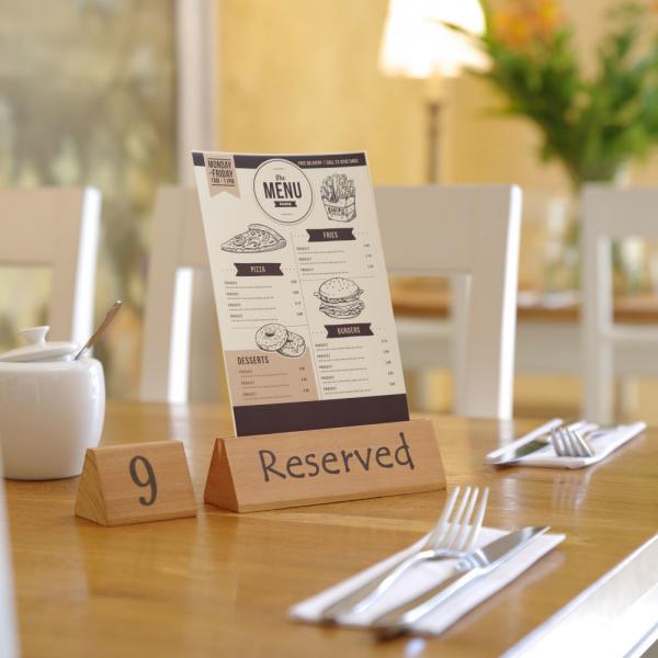 Tischschild "reserved", doppelseitig bedruckt, schwarz/weiÃ